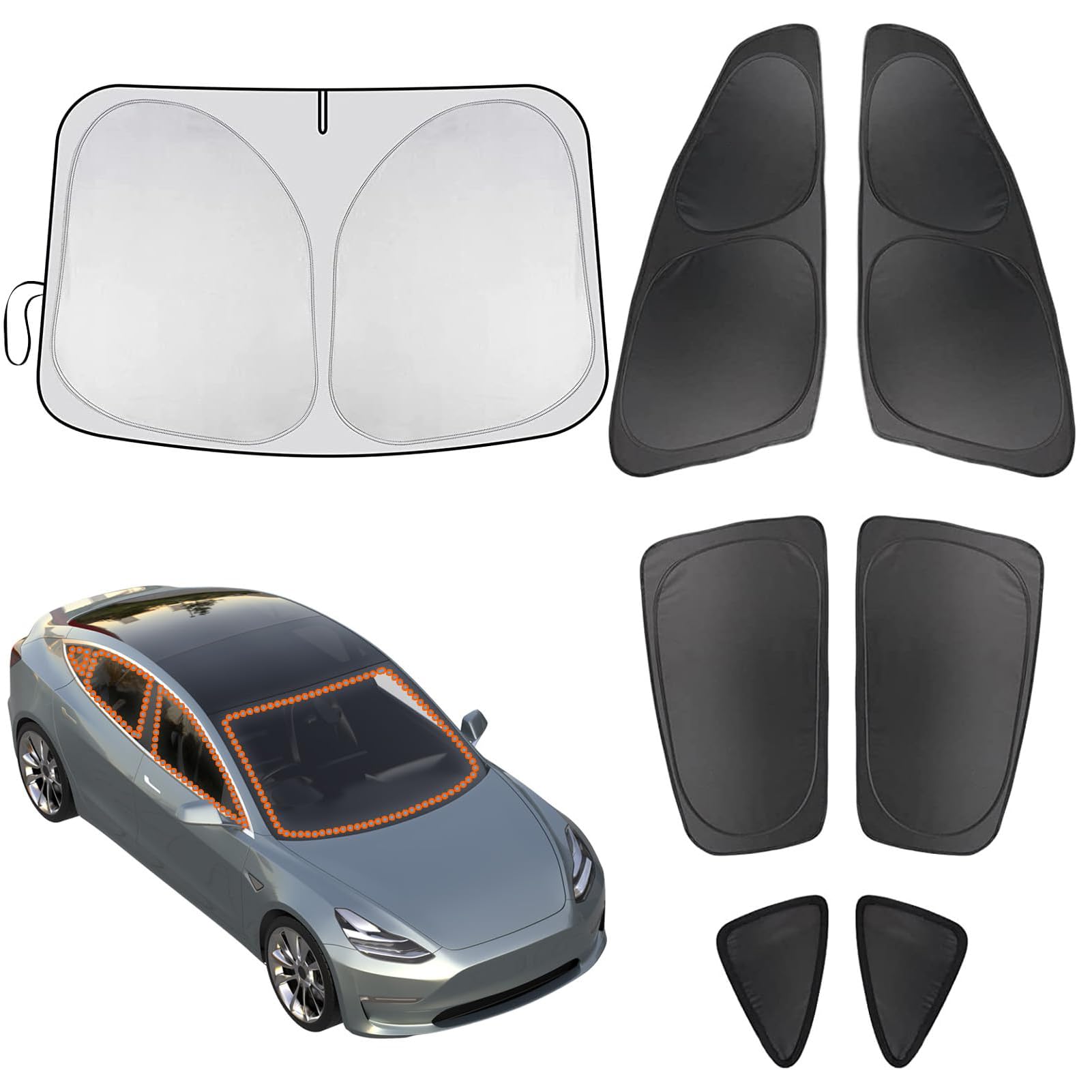 Set Di 2 Parasole Laterali Posteriori Per Tesla Model 3 2017-2024 – Tessuto A Rete Traspirante, Bloccano UV E Calore, Bordi Magnetici, Proteggono Da Insetti E Sguardi, Perfetti Per Campeggio E Viaggi