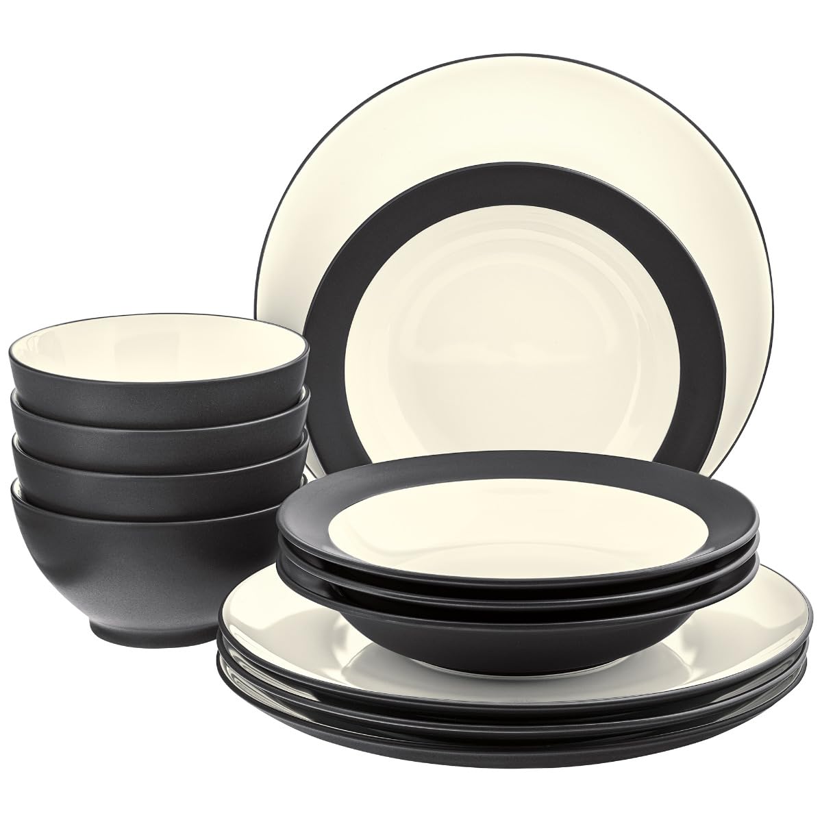 Service de table 12 pièces Noritake Colorwave, la finesse du grès graphite durable