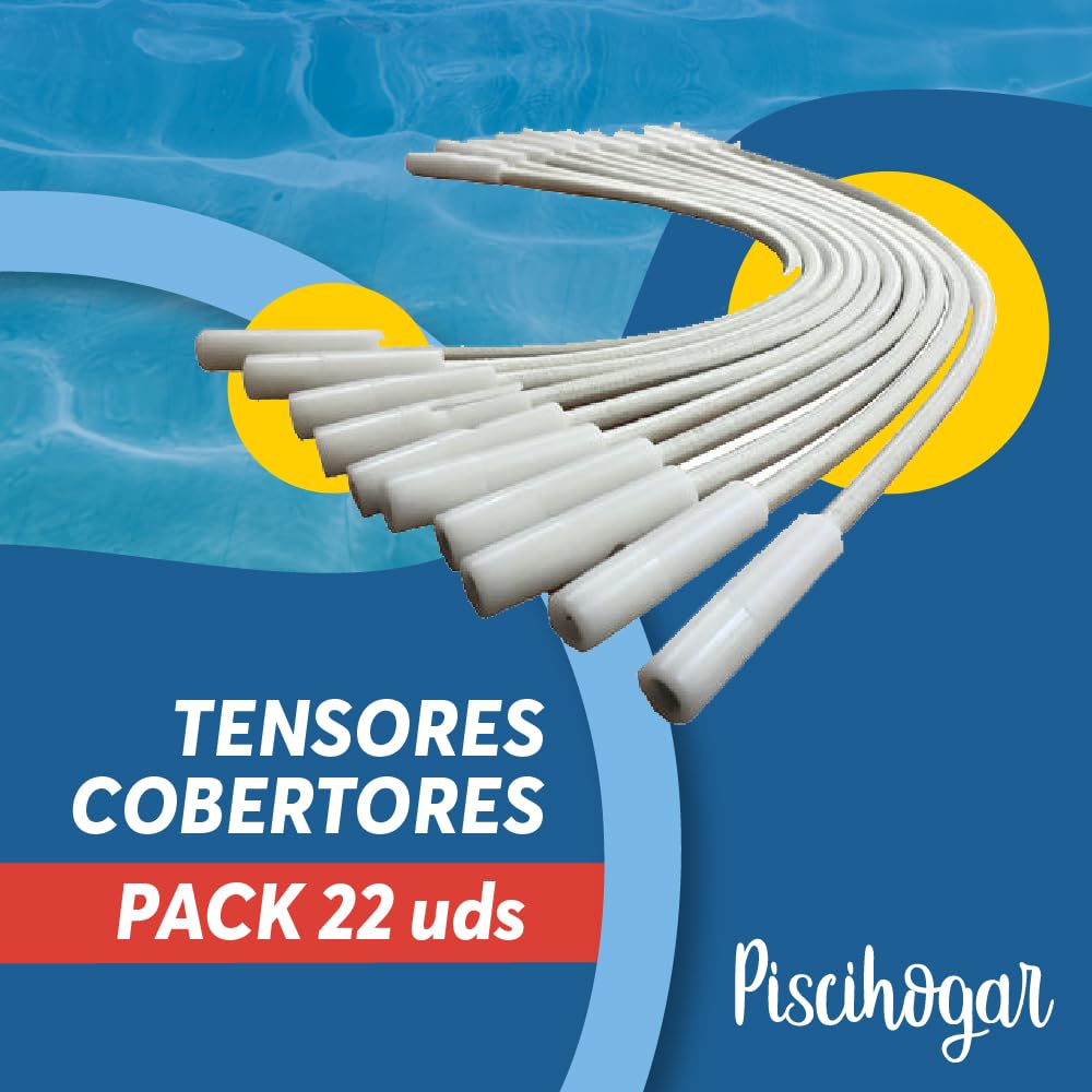PisciHogar Tensores Lona de Piscina. Goma elástica de Gran Resistencia para el cobertor de Invierno. Regulables. (22 und, Blanco)