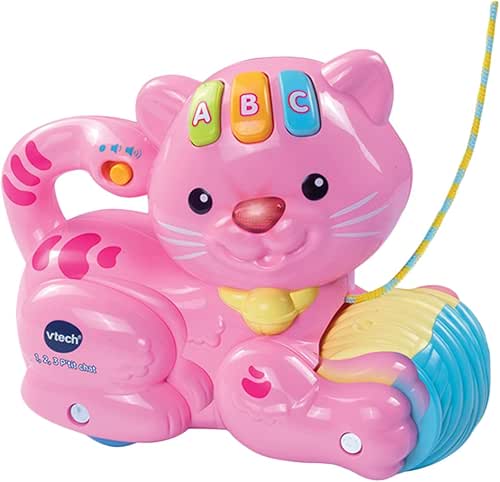 VTech - 1,2,3 P'tit Chat Rose, Jouet à Tirer, Chaton