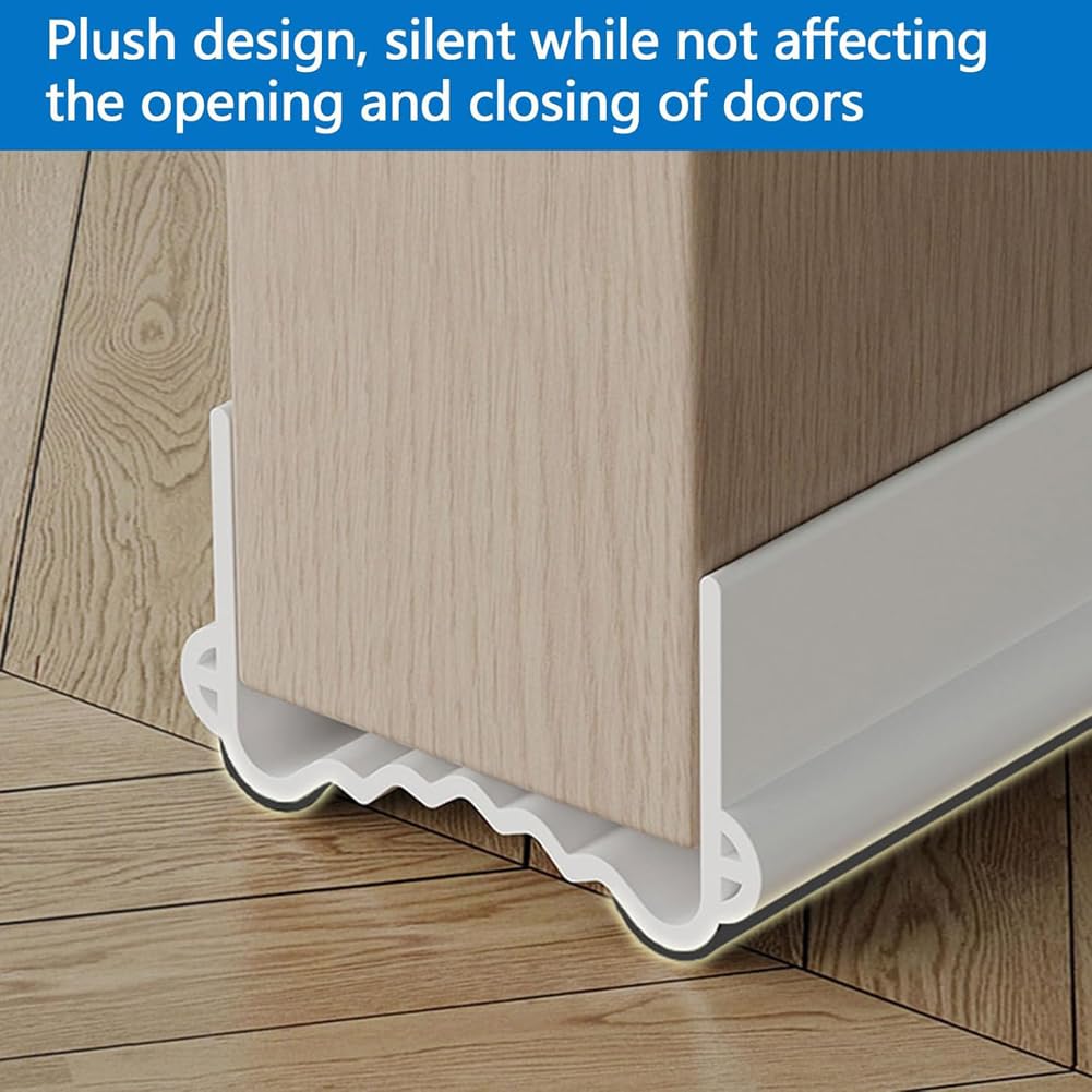 Striscia sigillante per la parte inferiore della porta, paraspifferi flessibile in PVC per porte, non si attacca alla porta, insonorizzante per porte (bianco, 100 x 5,5 cm - 1)