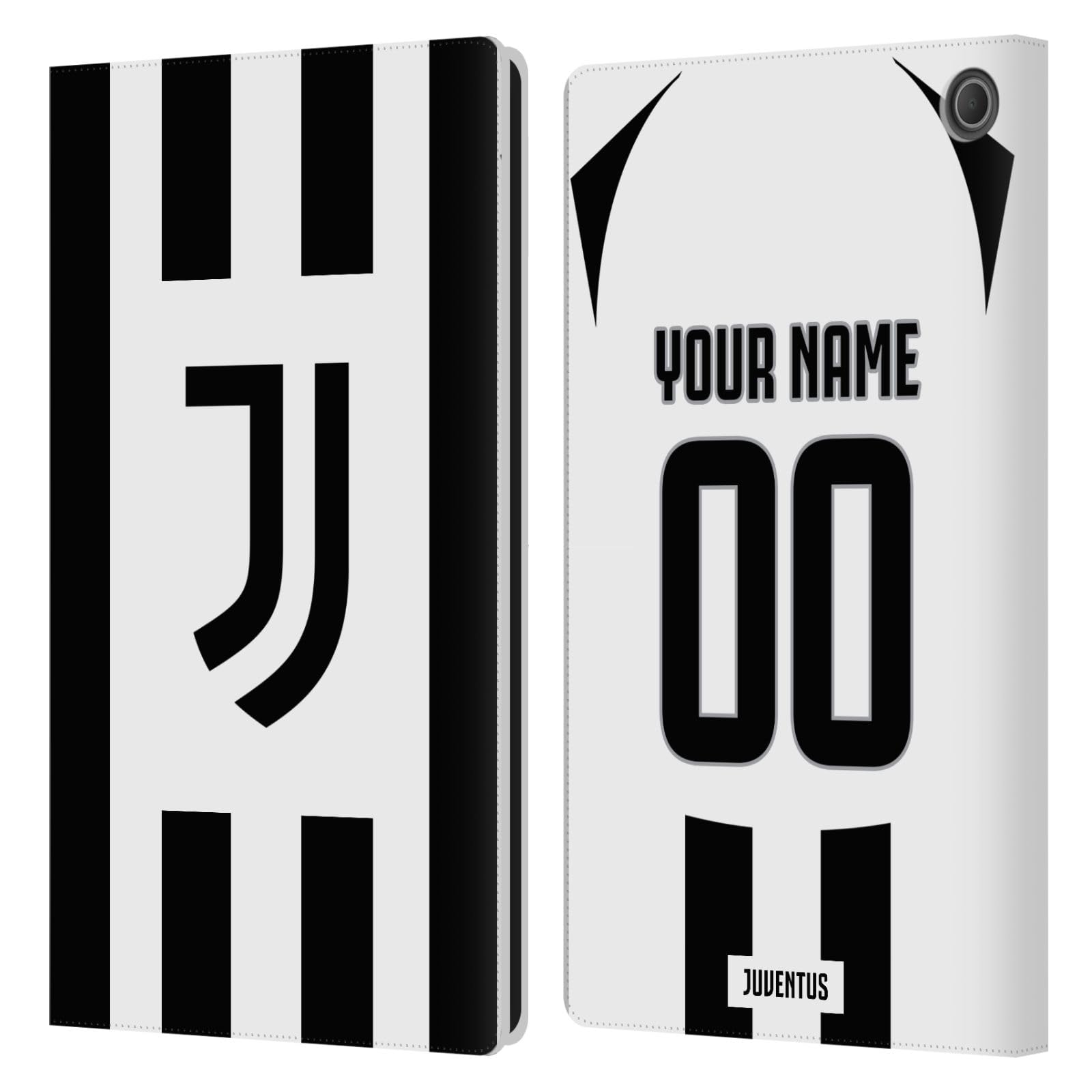 Head Case Designs Officially Licensed Custom Customized Personalized Juventus Football Club Home 2024/25 Kit Leather Book Wallet Case Cover Compatible with Amazon Fire Max 11 2023