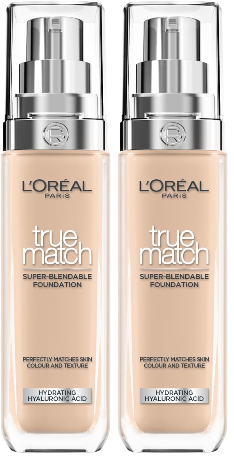 L'Oréal Paris, True Match Foundation, nahtlos verblendbar, mit Hyaluronsäure, vegane Formel, flüssige Textur, mittlere Deckkraft, natürliches Finish, für alle Hauttypen, 3.R/C Cool Light Medium, 30 ml