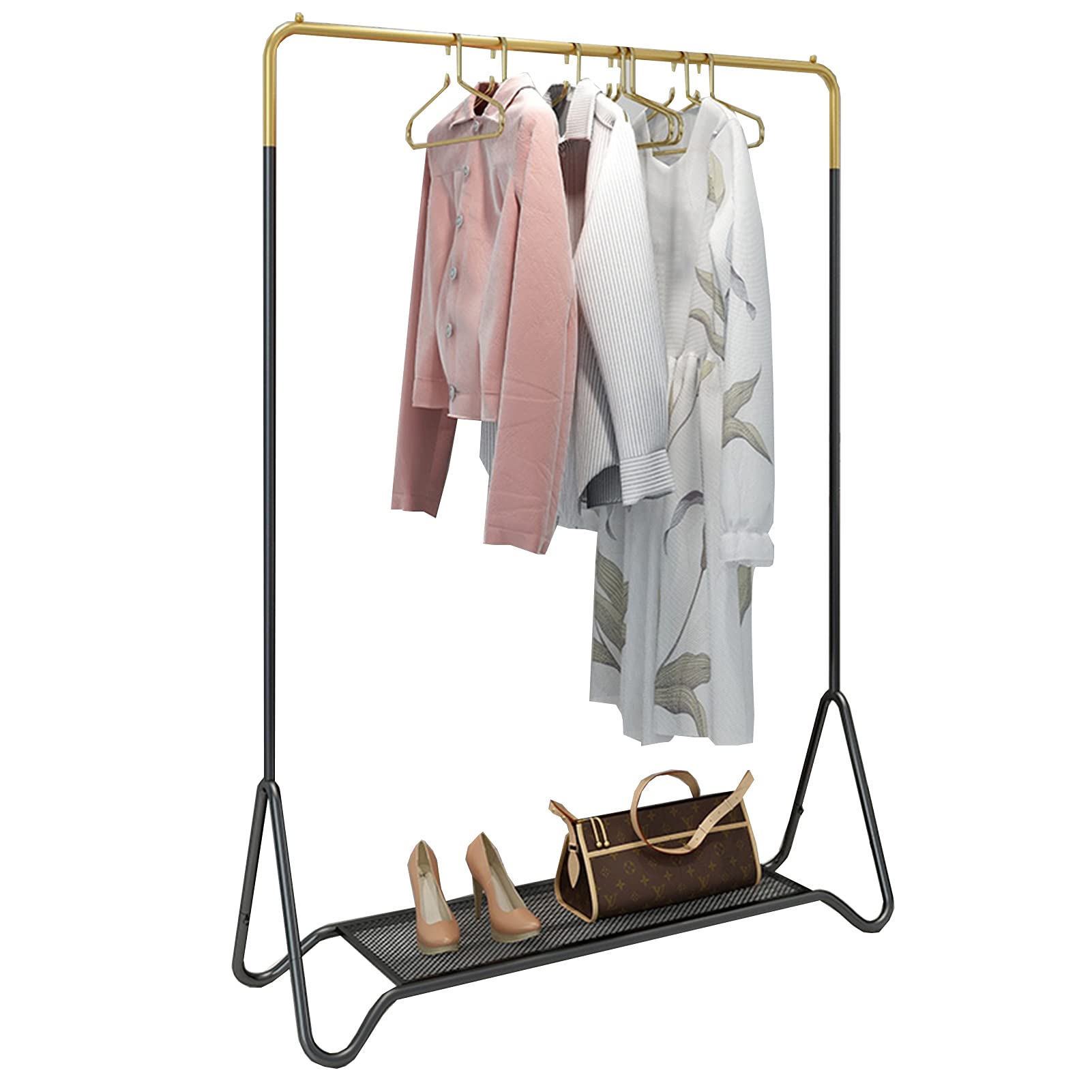 CENAP Garment Rack Heavy Duty Metal Clothing Garment Rack，Bedroom Coat Rack with Top Rod and Storage Shelf，Retail Clothing Display Rack/120 * 40 * 150Cm