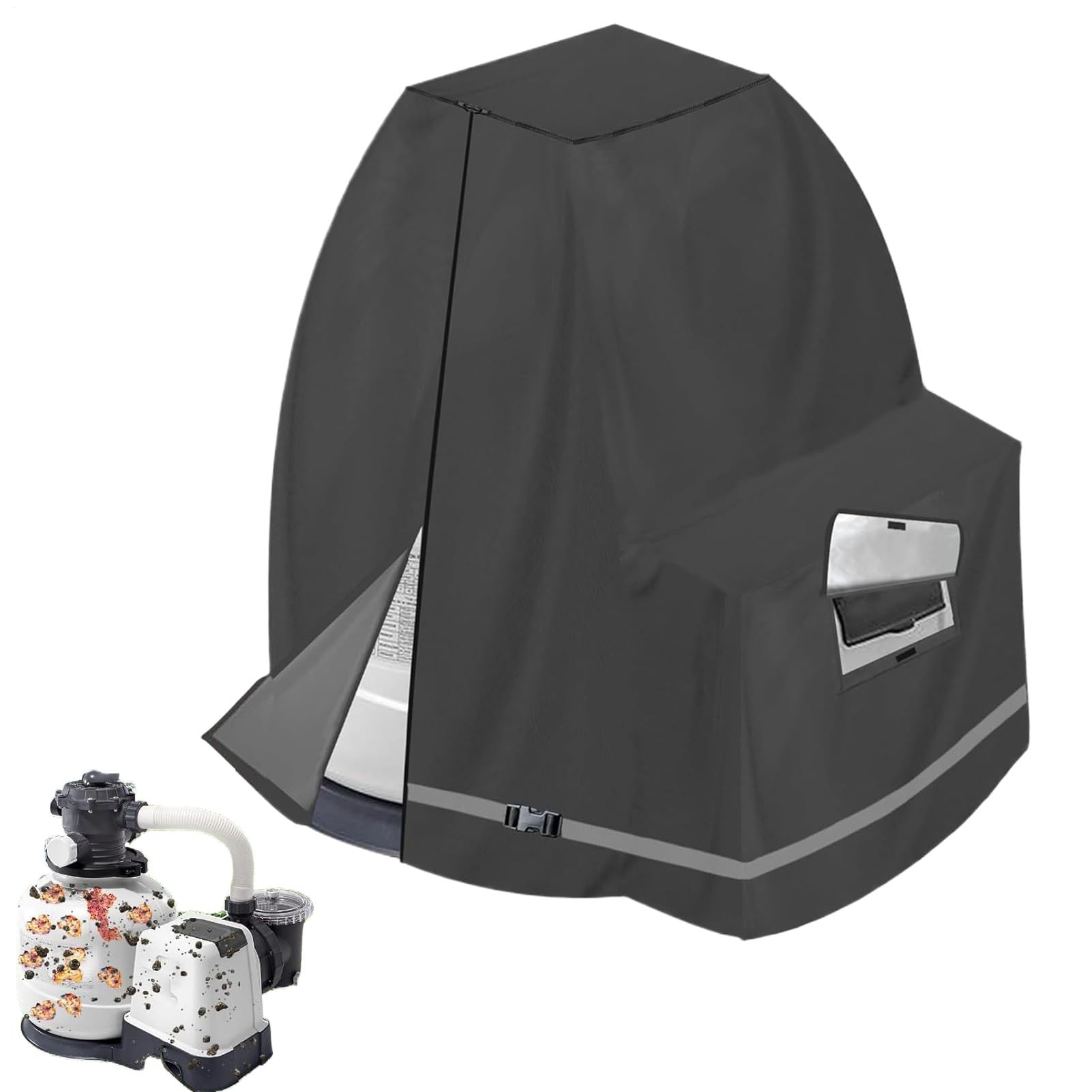 Coperchio per Filtro Piscina Involucro Pompa Piscina 420D Rivestimento | Copertura Filtro Anti-UV Impermeabile Adatta 35-40 cm Protezione Bambini e Risparmio Acqua Esterno