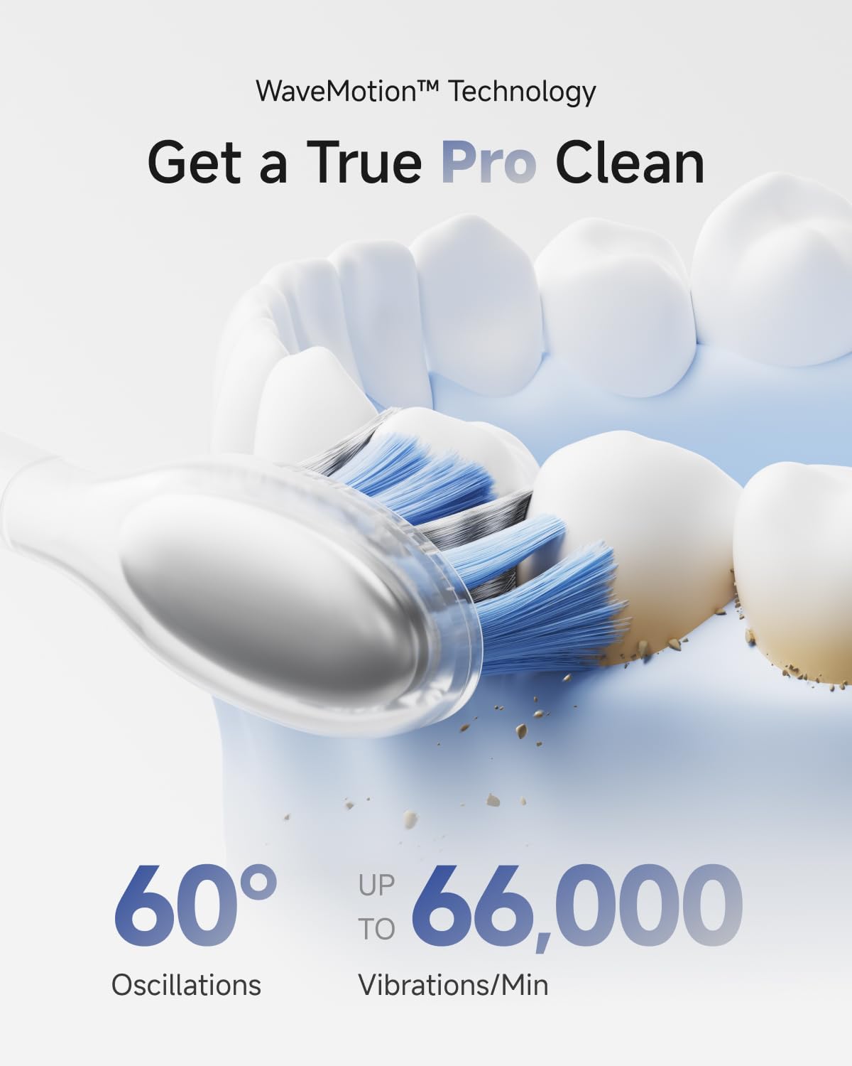 Laifen Wave Pro Sonic Electric Toothbrush for Adults – 2026 Model, 60° Oscillations for Ultra-Clean, Smart App, 70-Day Battery, 2 Brush Heads (Blue Aluminum)