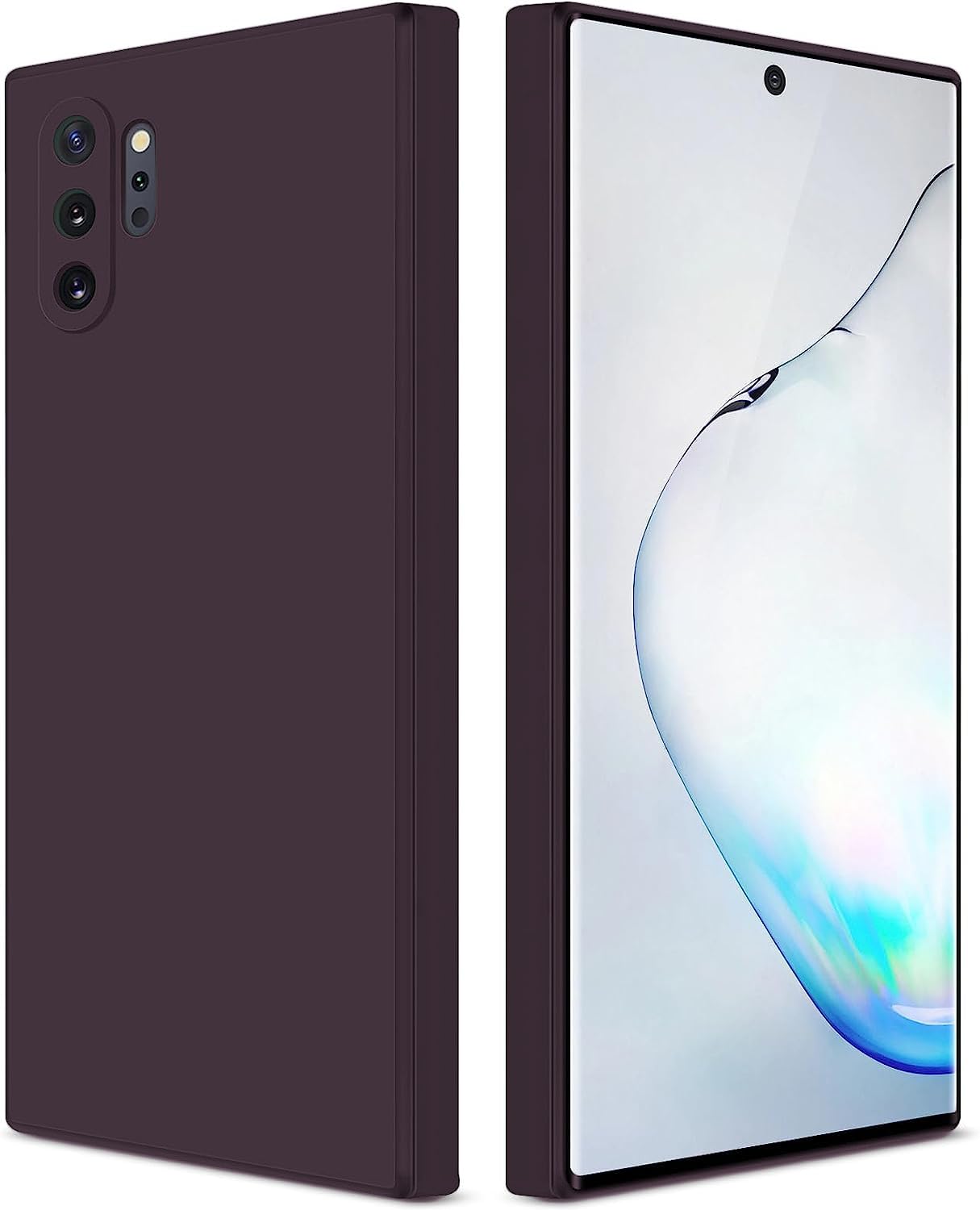 VONZEE Compatible with Samsung Note 10 Plus Back Cover with Upgraded Square Edges for Camera Protection Shockproof Flexible Matte Liquid Silicone Phone Case (Deep Purple)