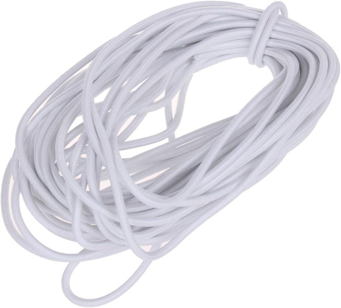 1/8-Inch (3mm) White Heavy Stretch Round String Elastic Cord (Cut of 10 Yards)