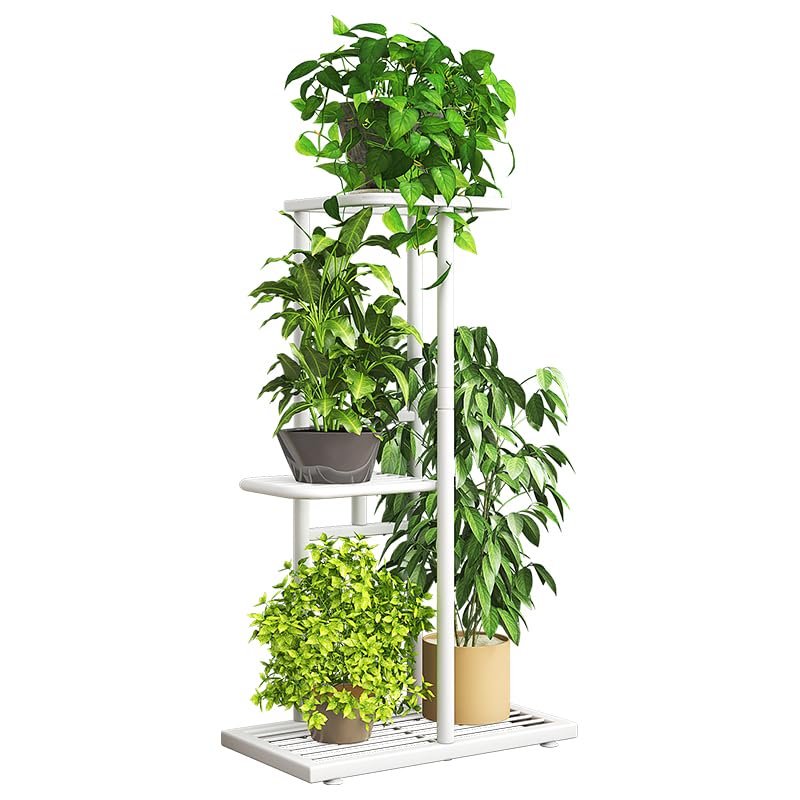 Uwenkjie The white 3-layer metal plant rack can accommodate 4 pots of fresh flowers. Indoor and outdoor - Image 4