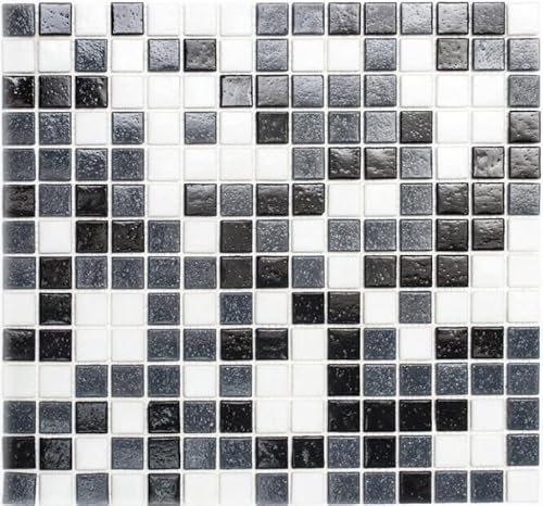 Mosaic MOS52-0302 Carreaux muraux en verre pour salle de bain Blanc/gris/noir