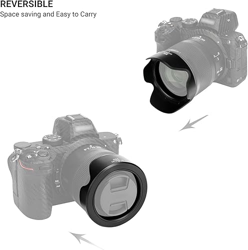 Miniatura 4 de Tulip Flower Lens Hood para Nikon NIKKOR Z MC 1.969in F2.8 Macro, parasol reversible para lente Nikon HN-41, compatible con filtros de 1.811in y