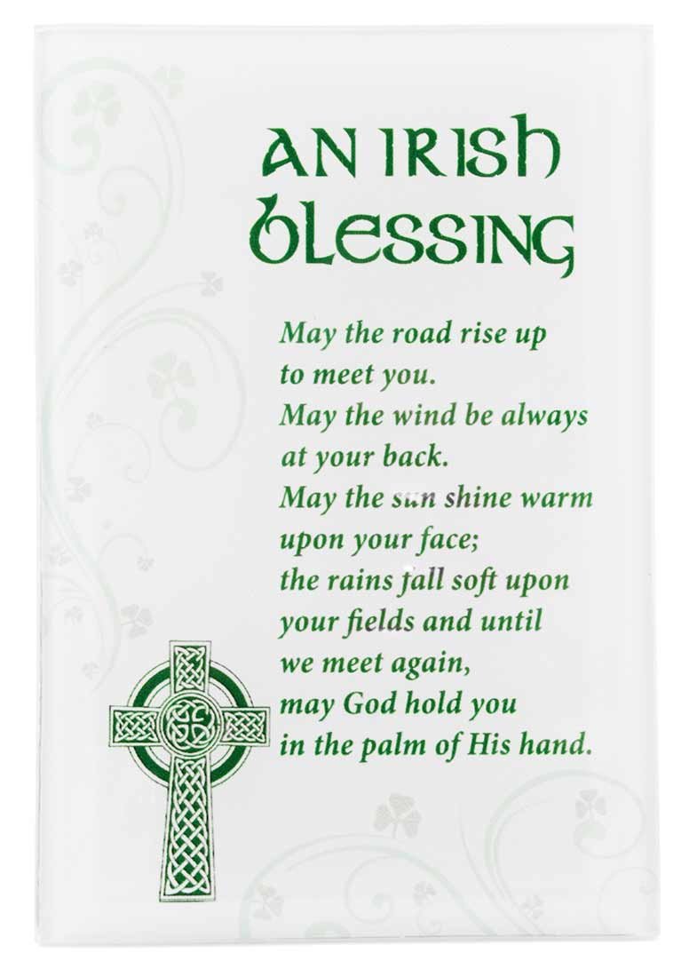 Small Glass Plaque with Irish Blessing Standing Decoration