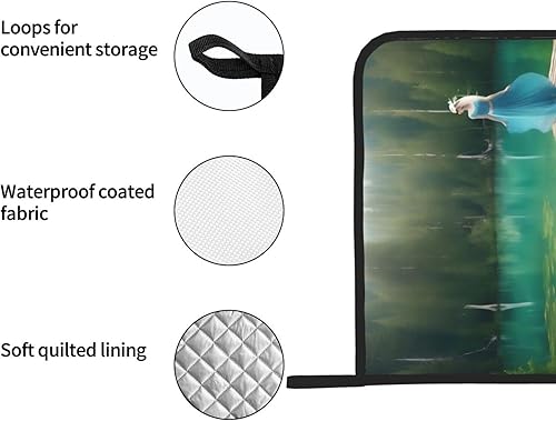 Miniatura 5 de Juego de almohadillas calientes de 8 x 8 pulgadas con estampado de hadas de lago, antideslizante, resistente al calor, para hornear y cocinar