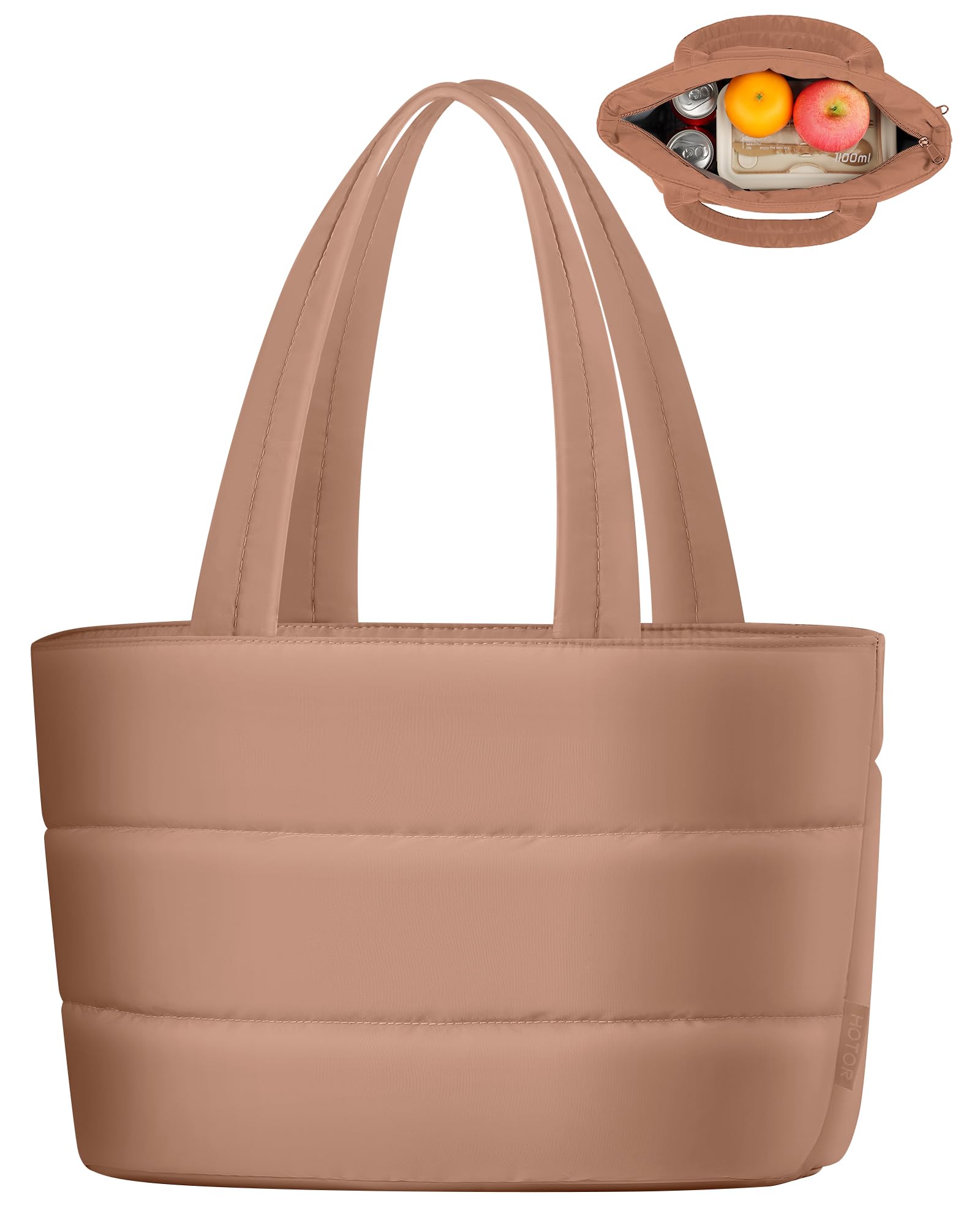 HOTOR Puffer Tote Lunch Bag for Women - Large Capacity Insulated Lunch Box & Cooler, Leakproof Thermal Lunch Bag for Offic...