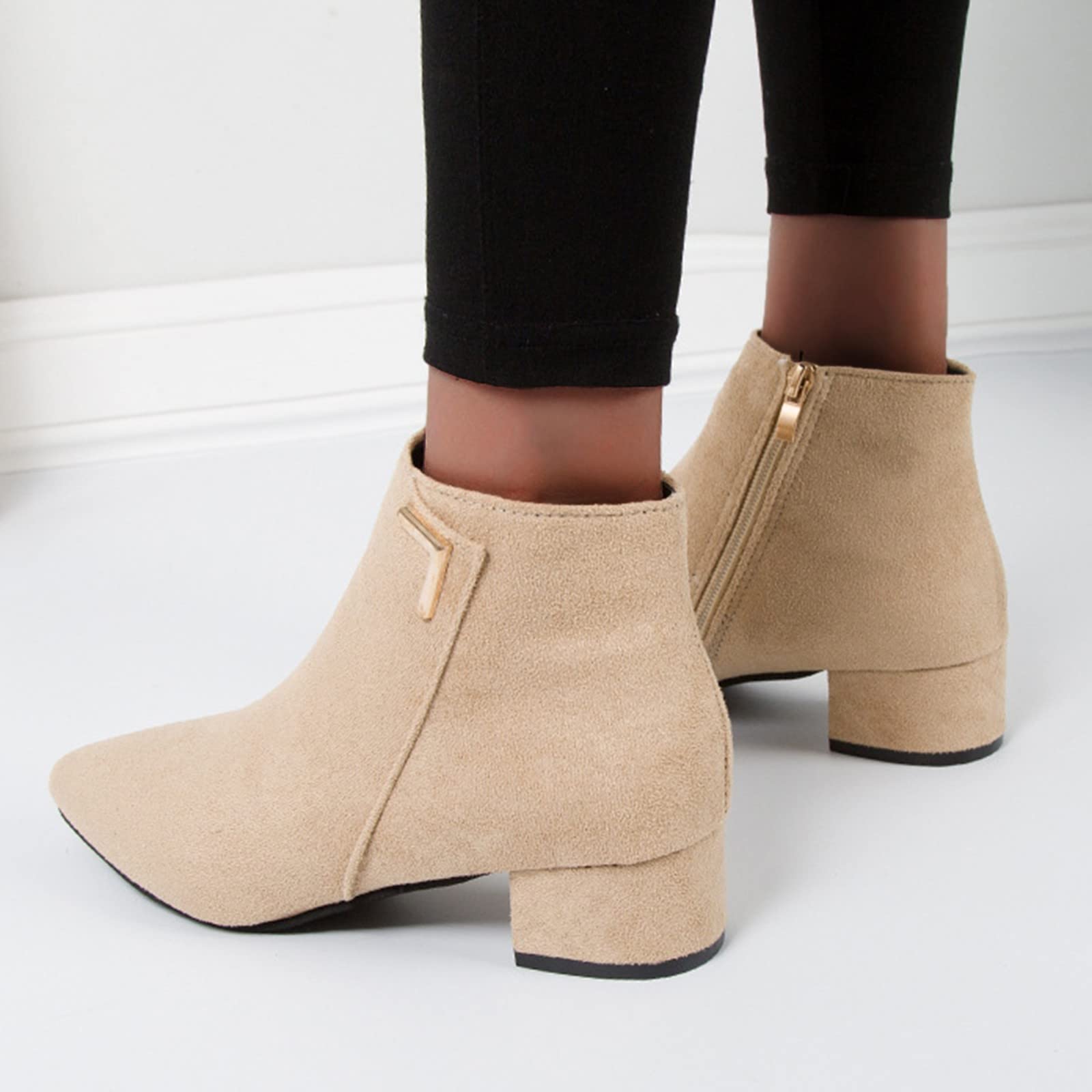 Termico retrò tacchi cerniera alta traspirante stivali donna corti scarpe alla moda goffo stivali donna