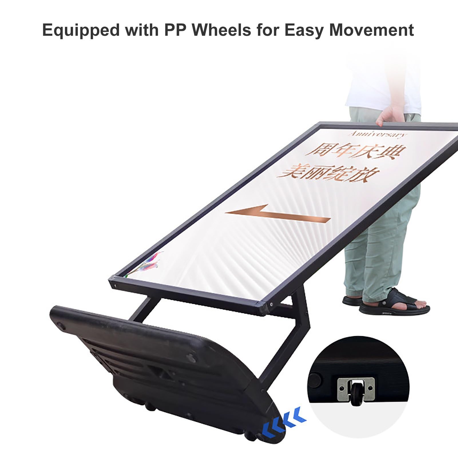 Soporte móvil para carteles, soporte de pie con ruedas, soporte de póster de exhibición al aire libre para publicidad, duradero y versátil para diversas necesidades de señalización
