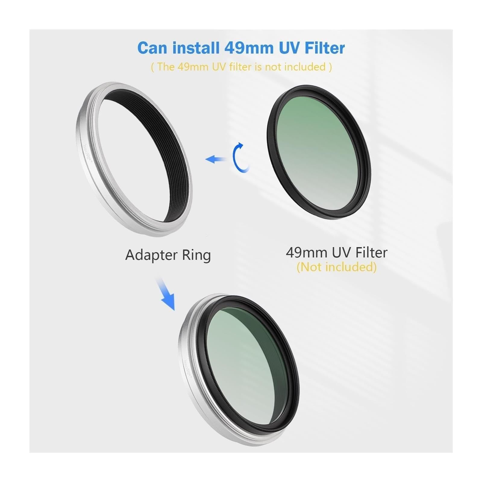 Anello adattatore filtro obiettivo compatibile for Fujifilm X70 X100 X100S X100T X100F fotocamera adatta 49 mm UV CPL filtro ND argento