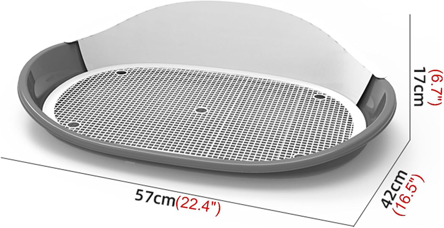 57x42x16centimetre/22.4x16.5x6.7" Portable Dog Potty Dog Toilet Training Tray Urinal with Urinal Riser Pet Potty with Grate Raised Wall Panels Removable Design for Puppies Spot Pottying(Brown)