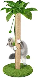 Dohump Poste arranhador para gatos, árvore arranhada de 83,8 cm de altura com corda de sisal premium, duas bolas penduradas interativas e brinquedos de bola de mola para gatinhos e gatos internos