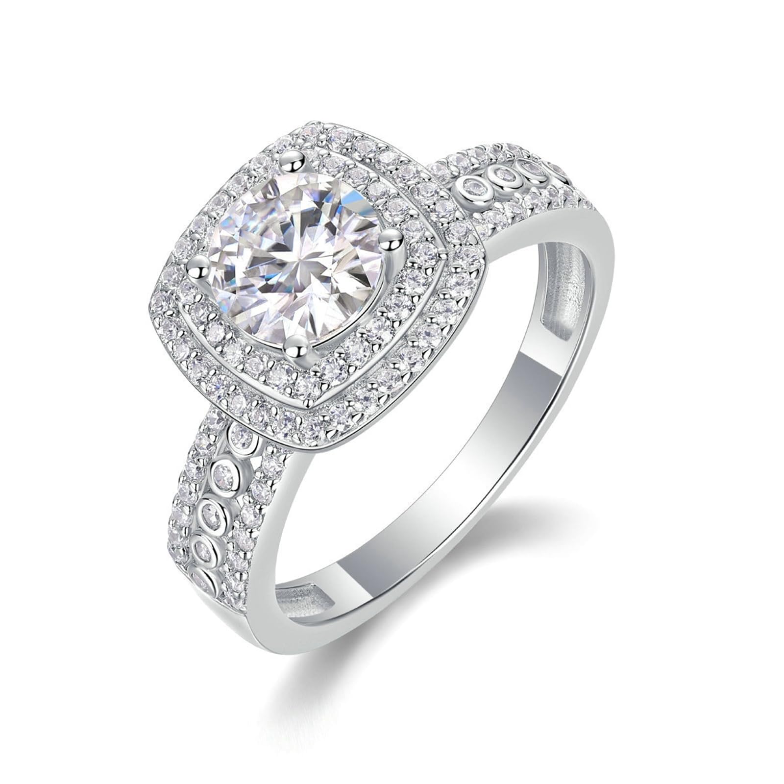 9K 14K 18K białe złoto pierścionek zaręczynowy damski pierścionek Promise 6,5 x 6,5 mm Moissanit Def 1ct Moissanit