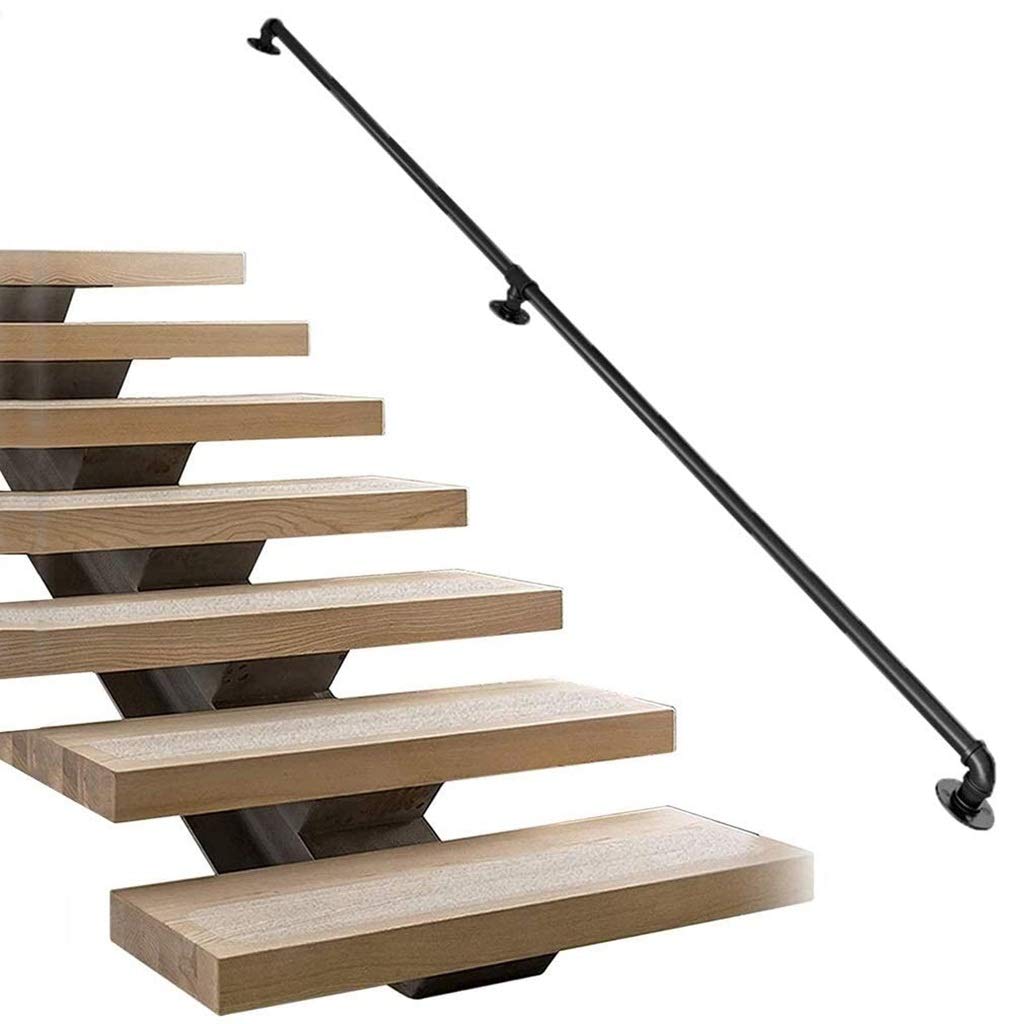 Rampe d'escalier en fer forgé noir LUNEZY de 1ft à 20ft pour intérieur