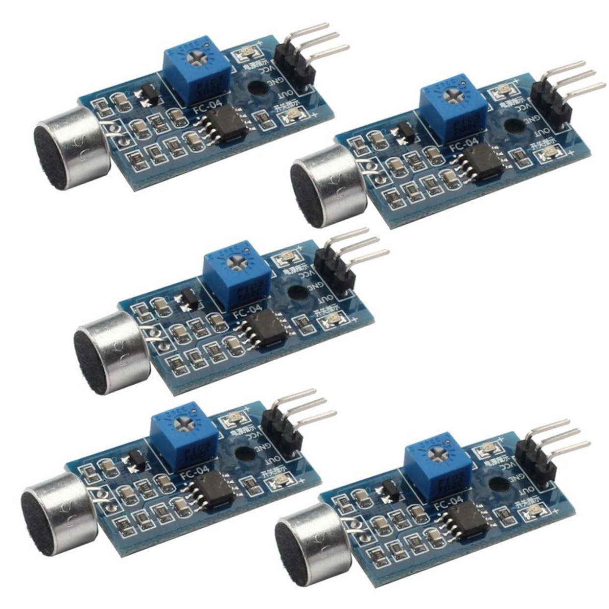 KICHOUSE Adjustable Sensitivity Sound Sensor 5pcs Voice Activated Switch Module 3.3v-5v Operation Digital Switch Output