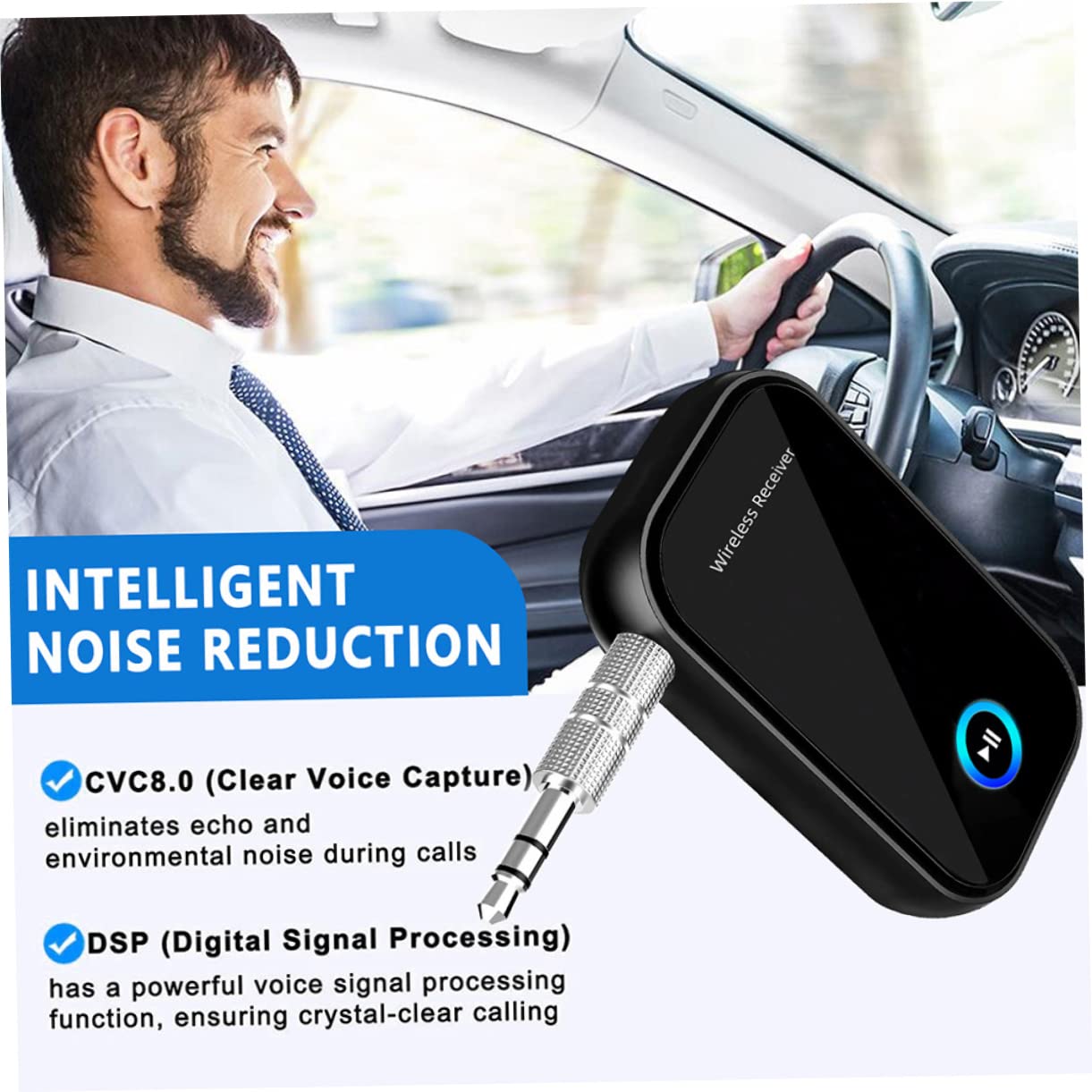 Mikikit 3st Adapter Drahtloses Übertragungsgerät Auto-Audio-Sender Drahtloser Sender Audioempfänger 5.0 Plastik HiFi Kabellos -Stick