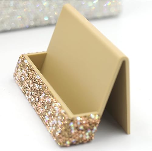 Miniatura 6 de Bestbling Soporte para tarjetas de visita de cristal con diamantes de imitación para escritorio soporte de exhibición de tarjetas de visita de