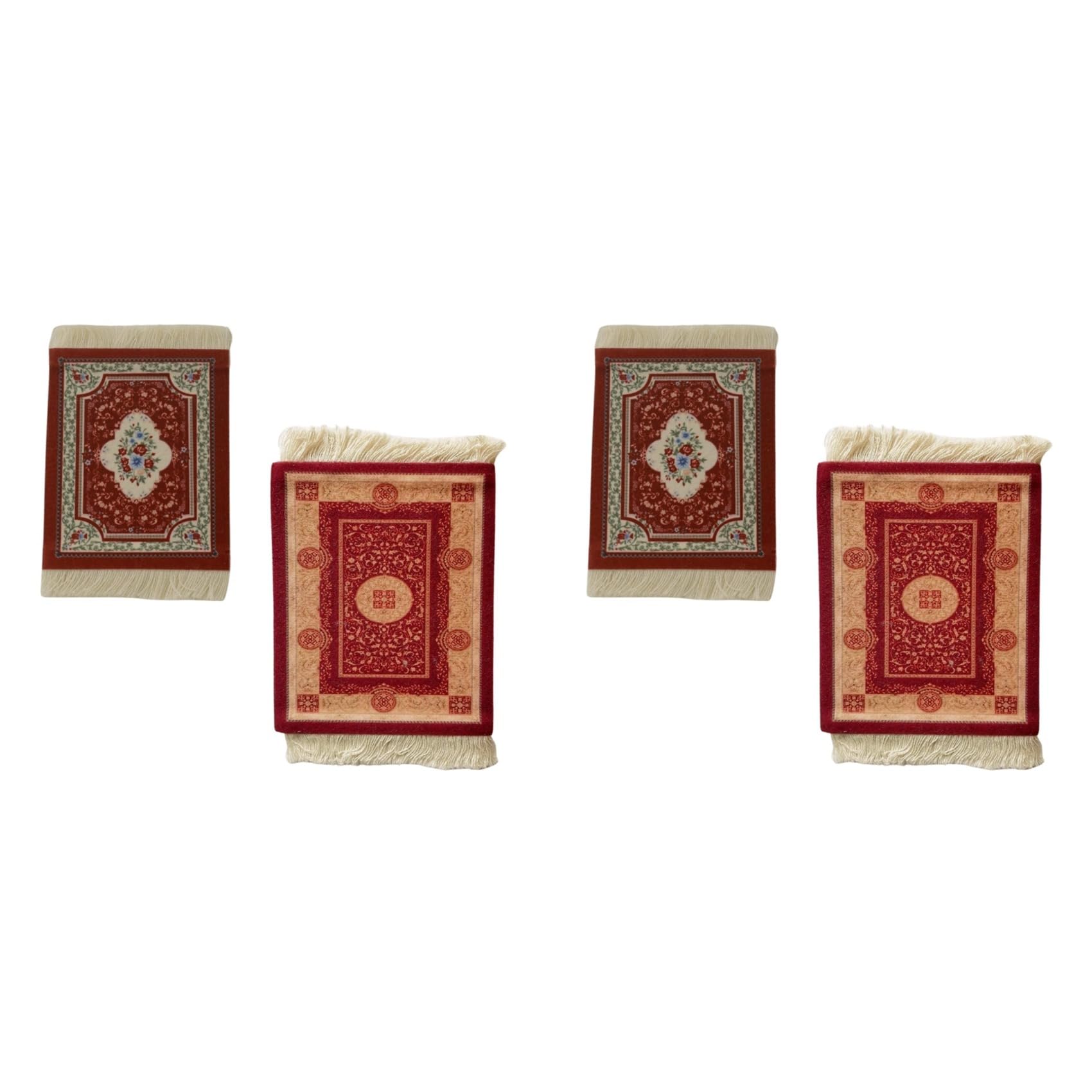 Vjsujehgy 4x Mini Persian Woven Coasters Carpet Pattern Coaster Dining Table Decoration Technology.Red