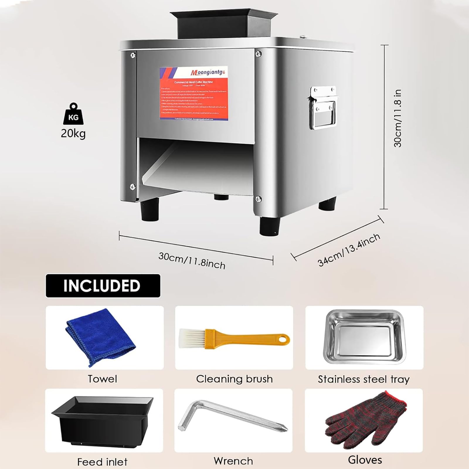Cortadora de Carne de 850 W, Cortadora de Carne Cruda Comercial de Acero inoxidable de 150 kg/h para Carne de Cerdo, Pollo y Pescado Deshuesados ​​para la Familia(Grosor de la Carne:3,5 mm)
