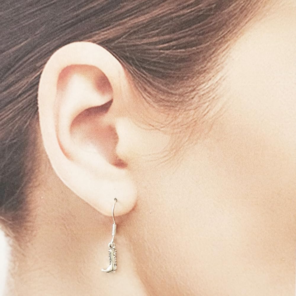 Sterling Silver Tiny Cowboy Boot and Cowboy Hat Dangle Earrings, Western Jewelry Dangle Earrings - Image 5