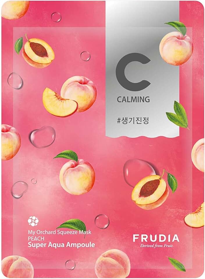 Kit 3 Máscaras Faciais Coreanas Frudia Hidratação profunda, nutrição e Glow Skin com Extrato de Pêssego Skincare Coreano K Beauty para pele cansada e sem brilho