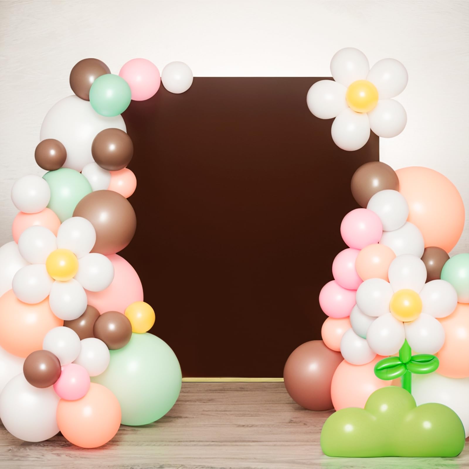 Babenest Wedding Arch Backdrop Cover, 6.6x5.2FT Brown Two-Sided Spandex for Square Metal Stand, Fitted Balloon Arch for Party Ceremony Birthday Baby Shower Anniversary Decoration