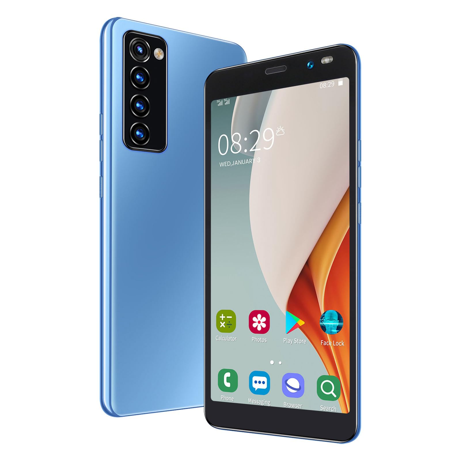 Smartfon Rino4 Pro, 5,45 Cala Z Odblokowaniem Twarzą, Podwójne Karty, Podwójny Tryb Gotowości MTK6572, Dwurdzeniowy Procesor, Rozdzielczość 460 X 960, Smartfon 512 MB I 4 GB(Niebieski)
