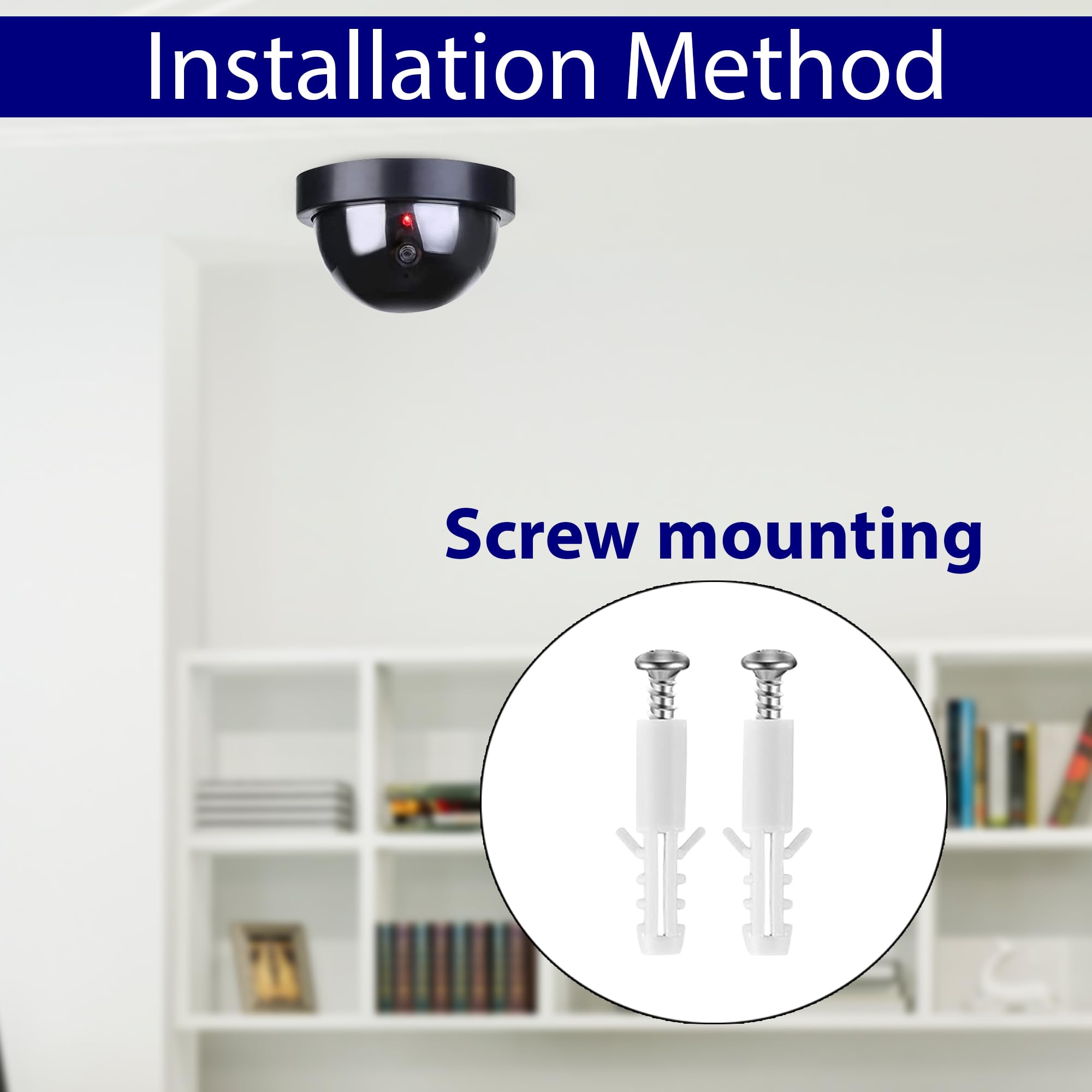 Trimming Shop 4-pak kopułkowych kamer CCTV z realistycznym migającym światłem LED, fałszywe kamery CCTV do użytku na zewnątrz / wewnątrz, niefunkcjonalny nadzór do domu, biura, sklepu, biały