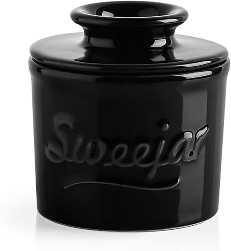 SWEEJAR Mantequilla de porcelana, manteca francesa mantiene la mantequilla fresca, suave y untable, sirve mantequilla fácil para los amantes del