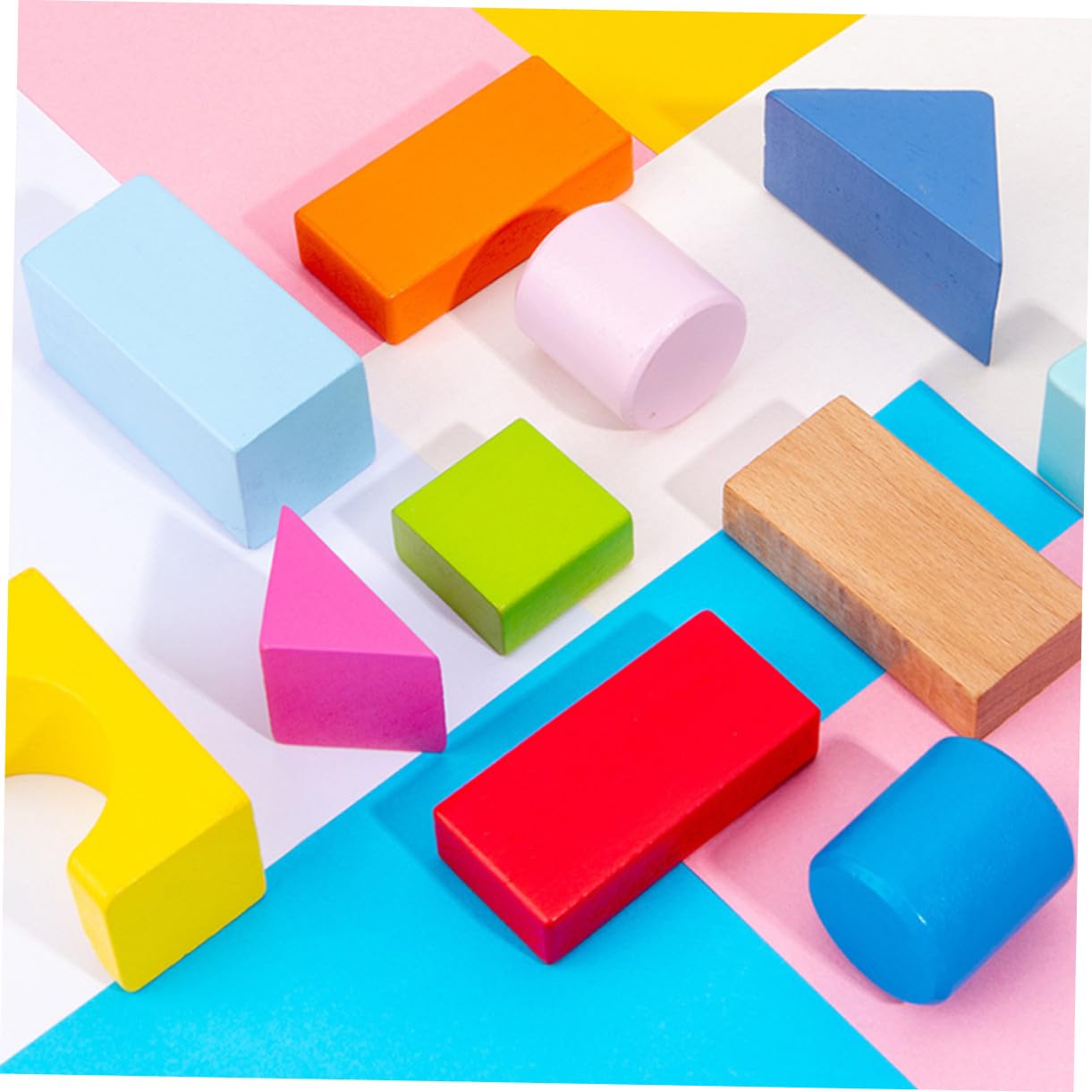 Abaodam Gioco Educativo per Bambini 100 Pezzi di Blocchi in Legno Geometrici, Sicuri e Levigati a Mano per Mani dei Bambini, per Imparare Giocando