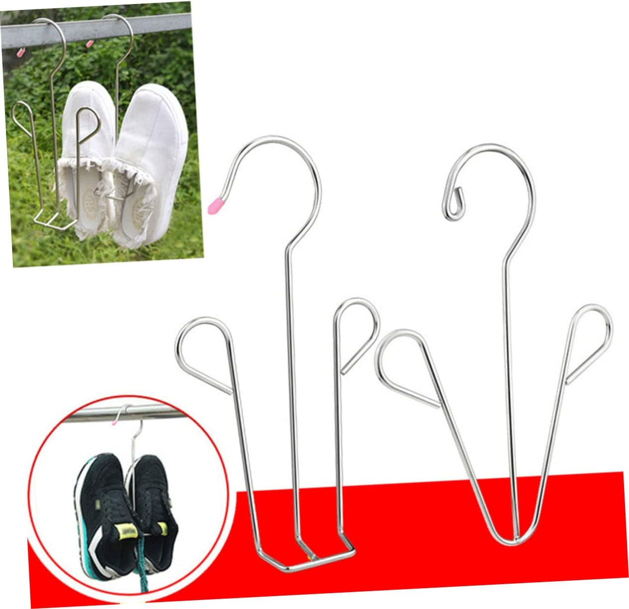 Alipis 24pcs Stainless Steel Shoes Drying Rack Hanger Hook Organizer for Boots and Sneakers Lightweight and Convenient Shoe Storage Silver