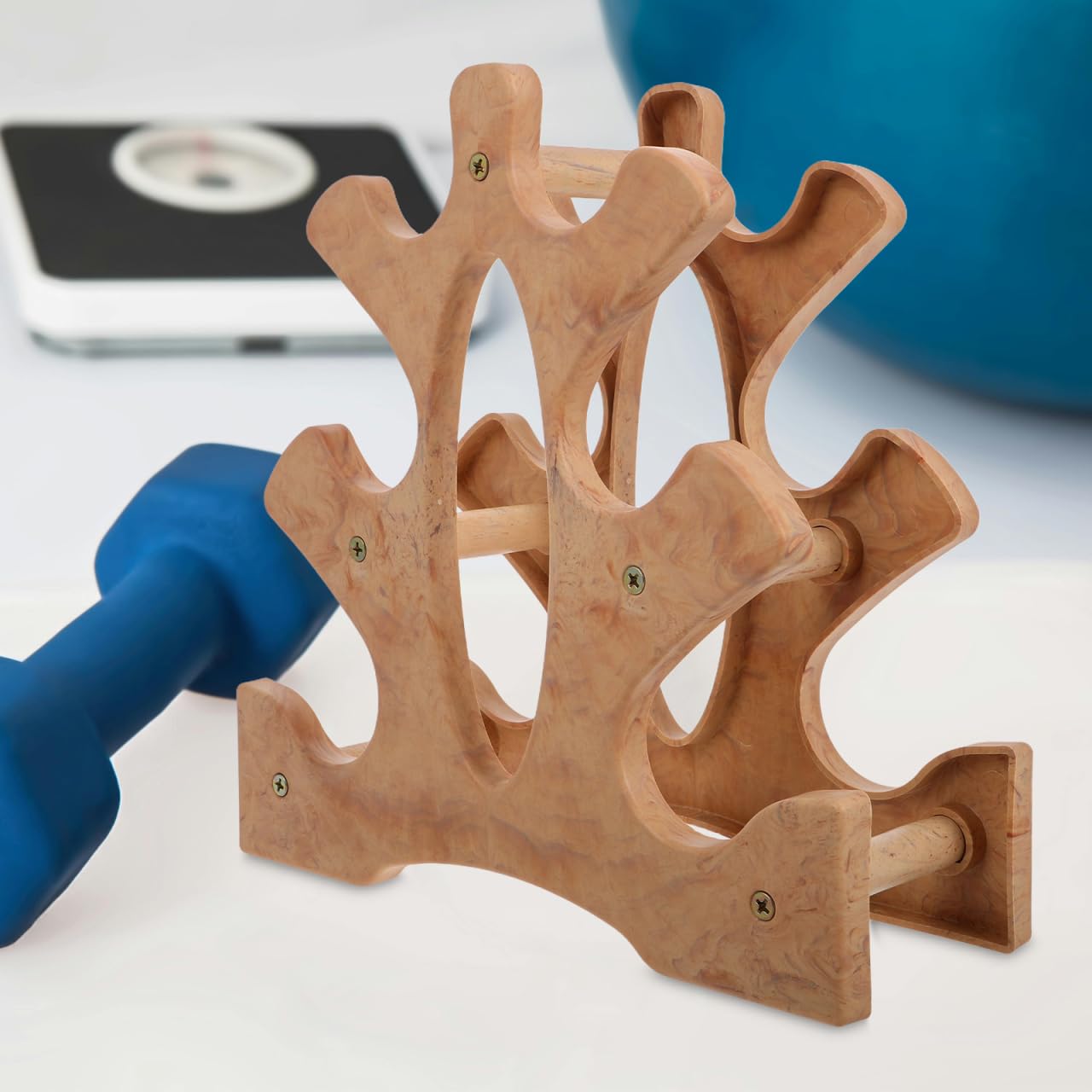 GANAZONO Kleiner Hantelständer Aus Holz Für Zuhause Robustes 3-Schicht Hantelregal Zur Aufbewahrung Von Kurzhanteln Platzsparend Und Einfach Montierbar Für Heimfitnessstudio