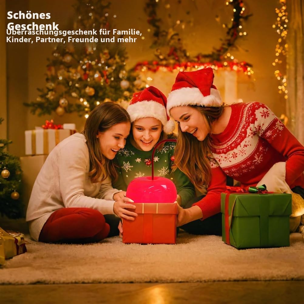 OOWOKS Kirsch Lampe LED Kirsch Tischlampe Kreativ Tischleuchte Dimmbare mit USB-Kable, 3 Farbtemperaturen Glas Rund Dekorative Lampe für Nachttisch Wohnzimmer Schlafzimmer Restaurant