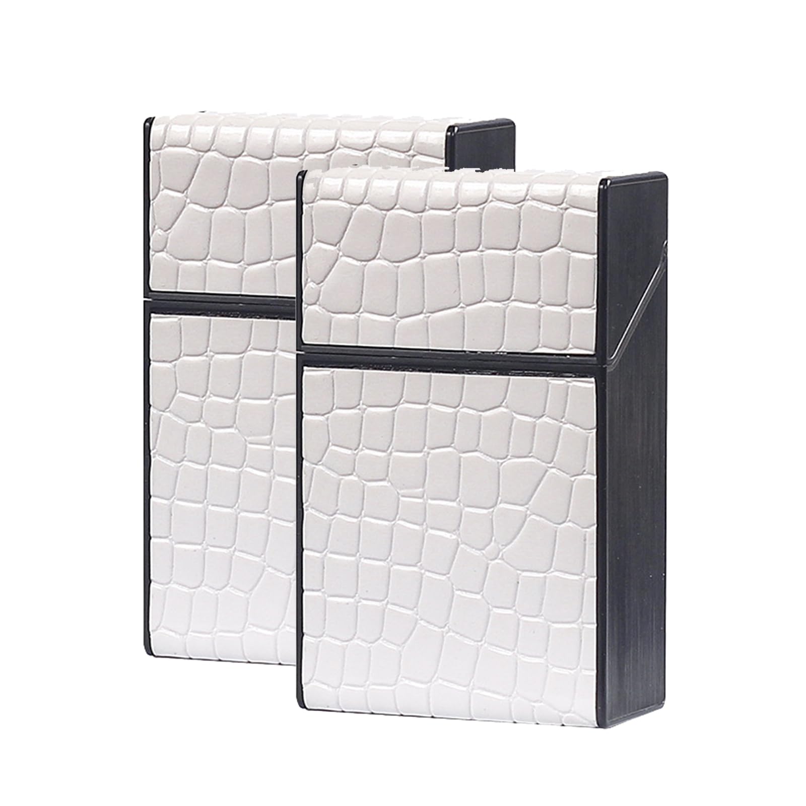 Lorxilar 2 Pack Box Cigarette Case Holder Women Men King Size Cigarettes Plastic Cigarette Case for 20's,One Size,White