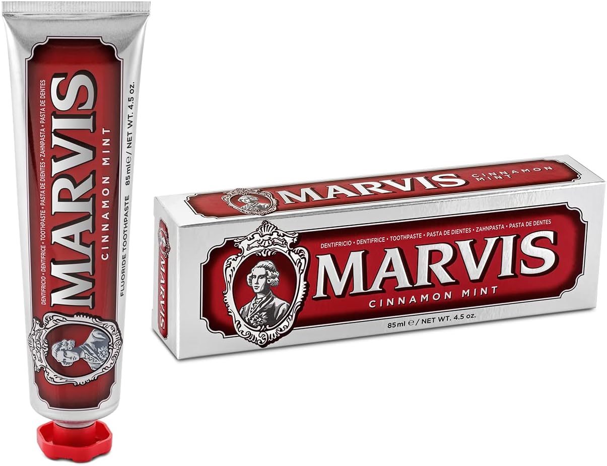 Marvis Cinnamon Mint Toothpaste, 85 ml, Sensational Flavoured Toothpaste Helps Remove Plaque & Promote Healthy Gums with Long-Lasting Freshness