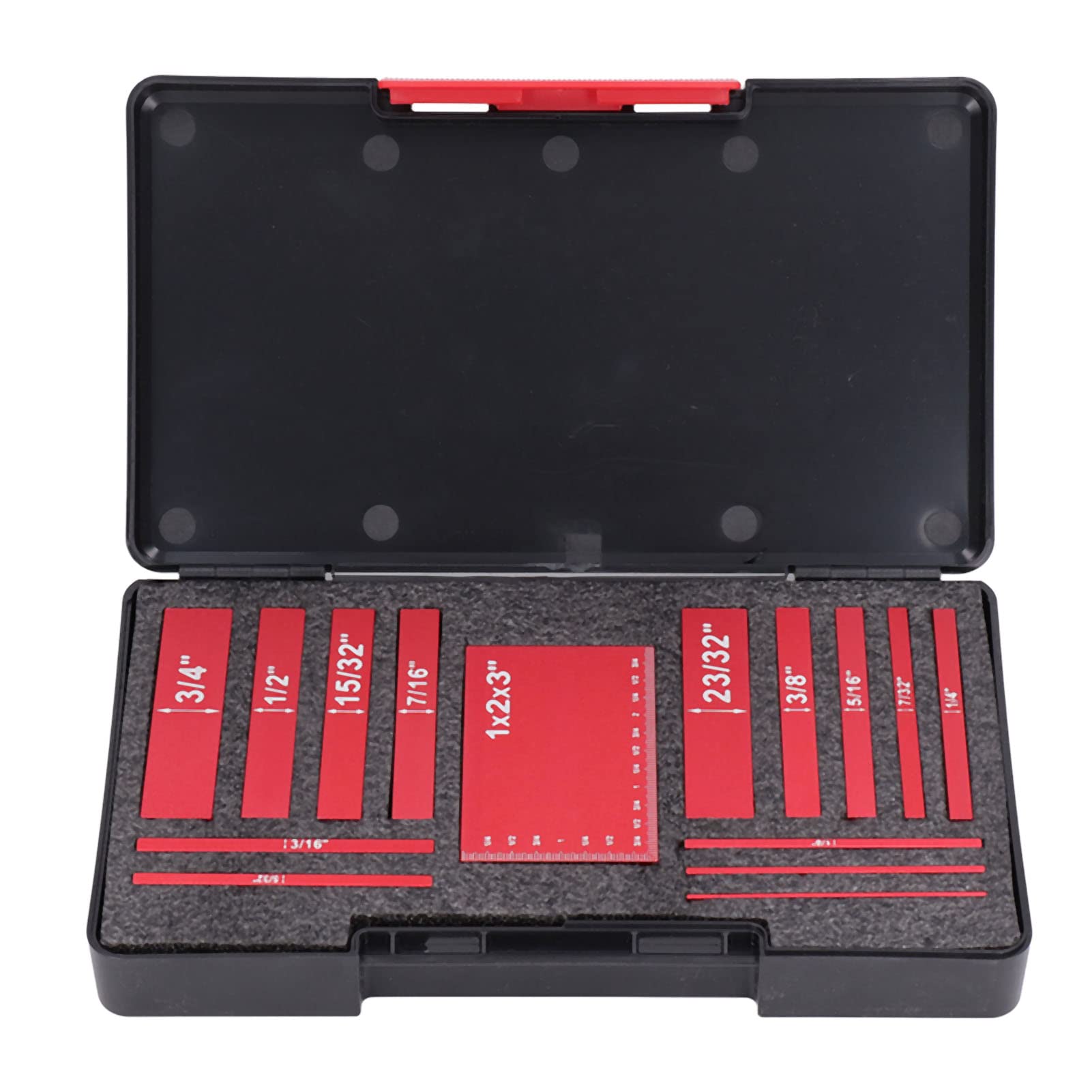 Juego De Reglas Métricas De Altura De 15 Piezas, Bloques De Medida Claramente Grabados, Juego De Reglas De Altura De Aluminio Para Carpinteros (Rosso)