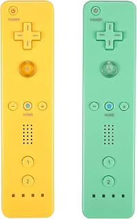Wiiコントローラー 2パック Wiiリモコン シリコンケースとリストストラップ付き Wii/Wii Uコンソール対応 - イエローとグリーン