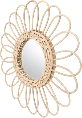 DOITOOL 1pc Decoration Design Ornaments Round Office Bathroom Nursery Wall Vintage Antique Nordic Accent Khaki Wicker Hallway Artistic Style Rattan