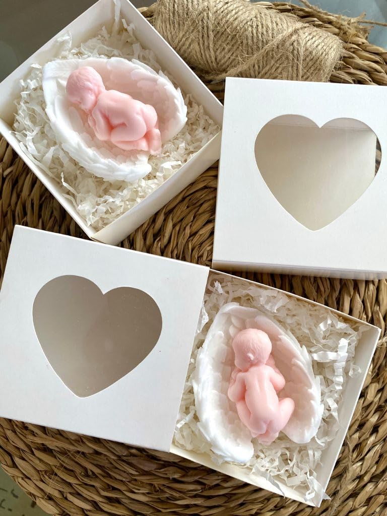 10 Jabones Personalizados para Bautizo - Jabones para Eventos - Bebé en Alas de Ángel - Regalos Para Invitados - Detalles de Bautizo Baby Shower - Regalos Originales (Blanco)