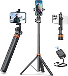 EUCOS 62" Téléphone Tripod, Tripode pour iPhone & Selfie Stick avec télécommande, support de téléphone portable extensible & Voyage Tripod, Tripode le plus solide pour téléphone compatible avec iPhone/Android