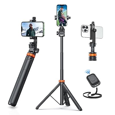 EUCOS 62" Phone Tripod, Tripod for iPhone & Selfie Stick 𝖳ripod with Remote, Extendable Phone 𝖳ripod Stand & Travel 𝖳ripod, Solidest Cell Phone Tripod Compatible with iPhone/Android