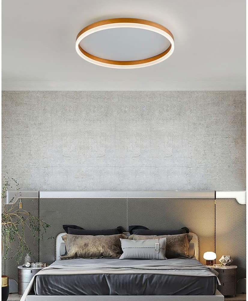 15.7 inch 24W round Led Ceiling Light,Dimmable Modern Ceiling Lamp with Remote Control,Minimalist Design Ceiling Light Chandelier for Bedroom Dining Room Kitchen Office (Black White Light)/D