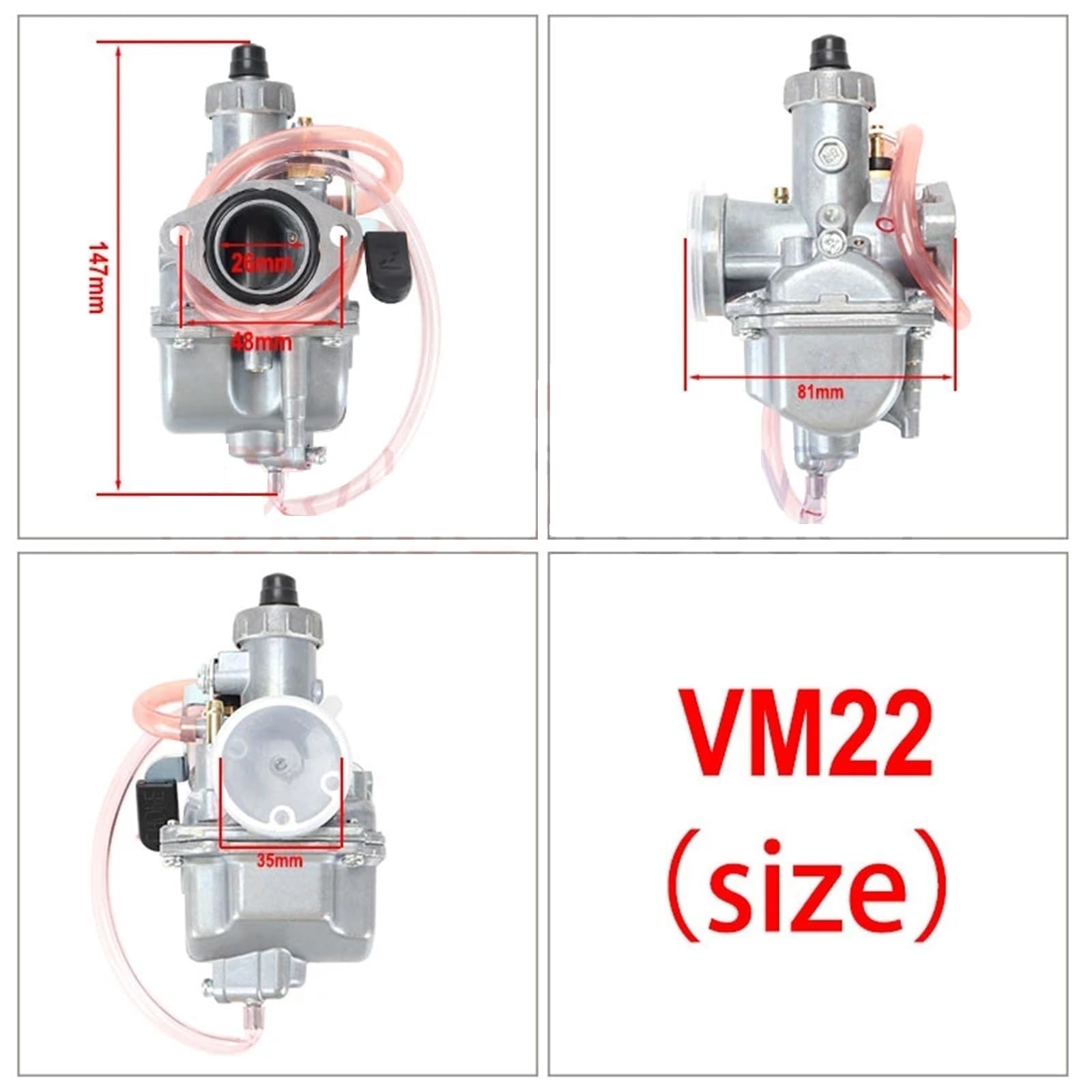Gaźniki motocyklowe Kolektor dolotowy VM22 26 mm, zestaw filtrów powietrza 38 mm, pasuje do Predatora 212 cm3, 196 cm3, pasuje do Hondy GX160 GX200 gaźnik silnika(Gold)
